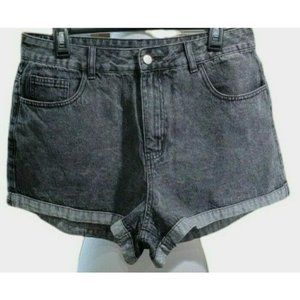 Shein Denim Black Gray Wash Jean Cuffed Rolled Hem Shorts Women's size XL